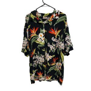 Aloha Hut-Mens Hawaiian Shirt, 2XL XXL, Floral, Casual Button Down, 100% Rayon
